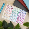 Chequered School Book Name Labels
