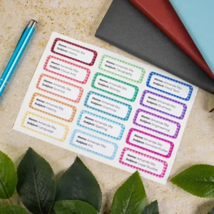 Chequered School Book Name Labels