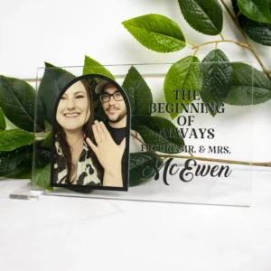 Couples engagement photo plaque