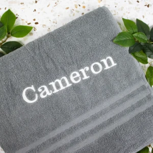 Embroidered Bath Sheet in Grey or White