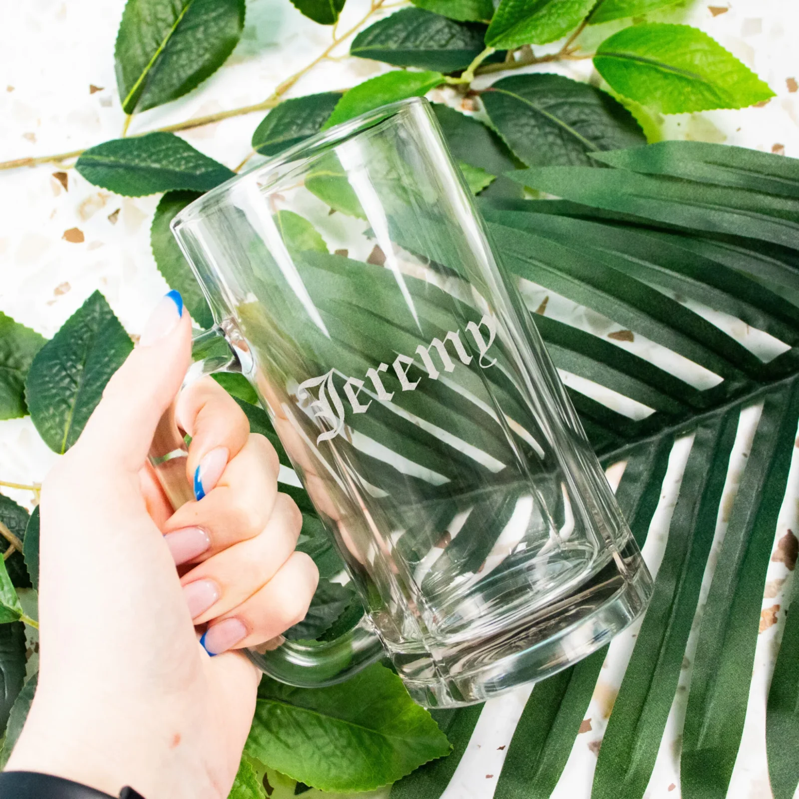 Engraved Glass Beer Stein With Your Choice Of Text