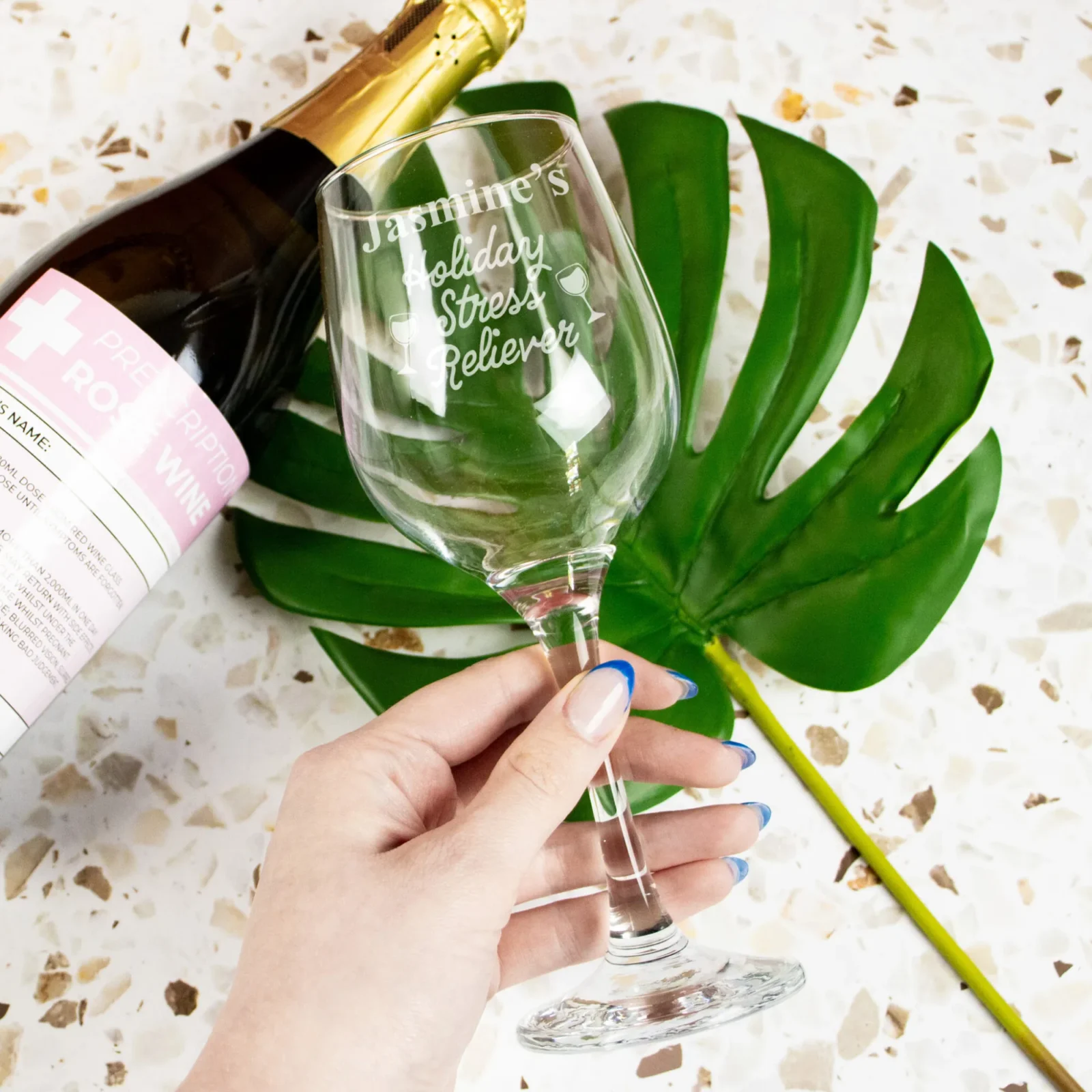 Holiday Stress Reliever Red Wine Glass