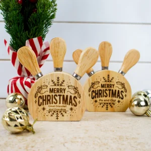 Merry christmas cheese utensil block