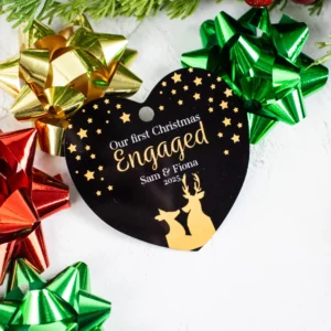Our First Christmas Engaged Printed Heart Ornament