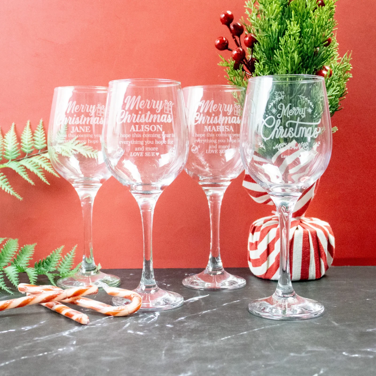 Personalised Christmas Wine Glass