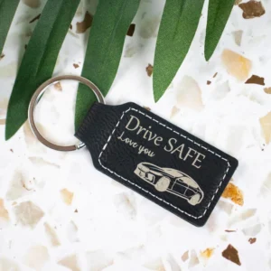 Vegan Leatherette Drive Safe Keychain
