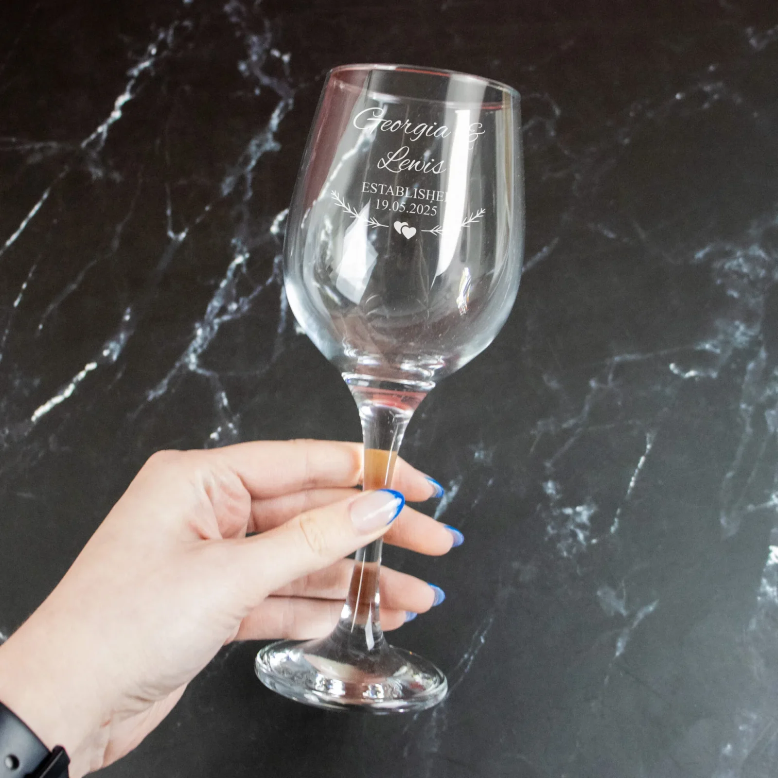 Wedding Red Wine Glass Engraved for the Bridal Party