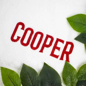 White embroidered bath towel