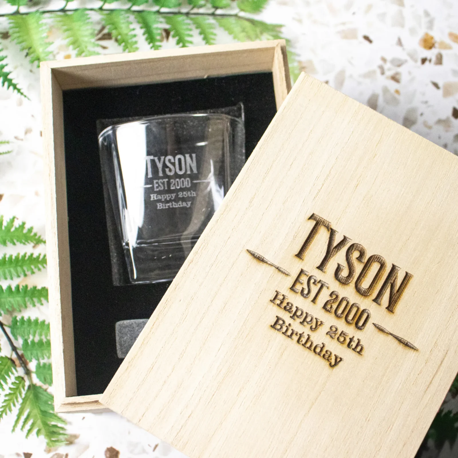 Birthday Boxed Scotch Glass Set with Whiskey Stones