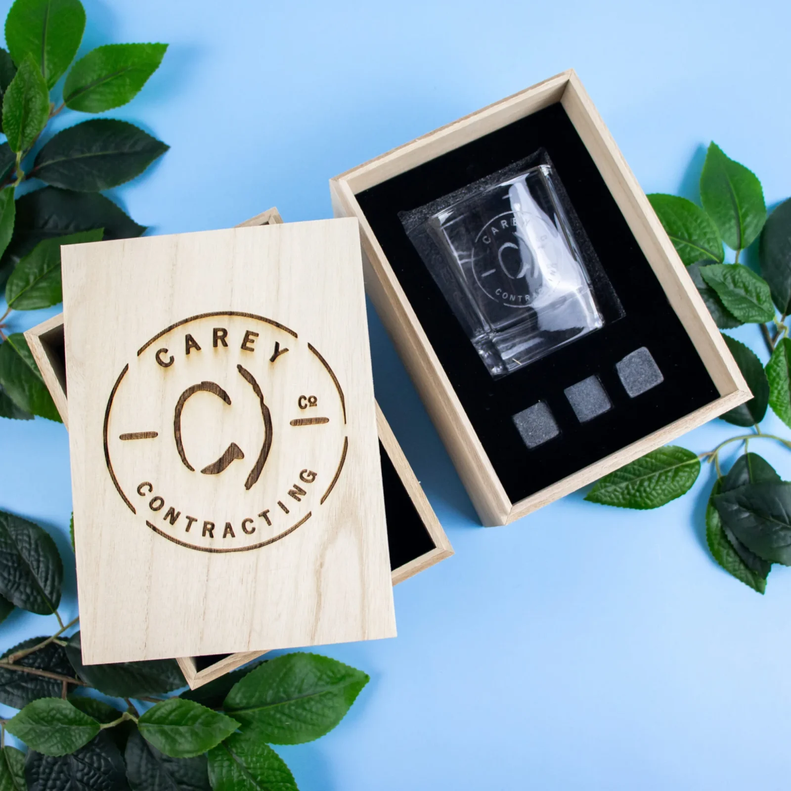 Corporate Boxed Scotch Glass Set with Whiskey Stones