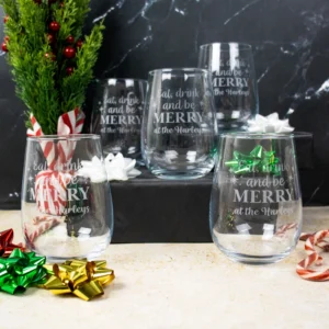 Eat Drink And Be Merry Stemless Wine Glass
