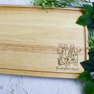 Family Outline Engraved Large Butchers Block