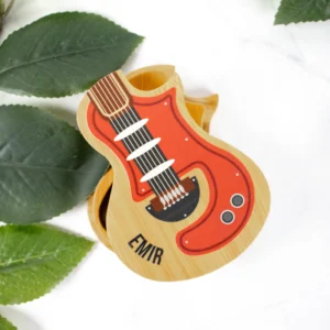 Personalised Boxed Guitar Picks Set of Three - Engraved Steel Picks & Printed Bamboo Box