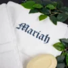White embroidered bath towel