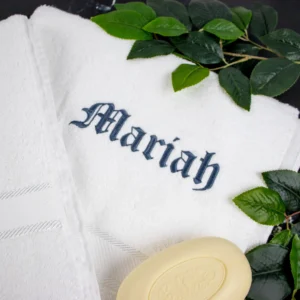 White Embroidered Bath Towel