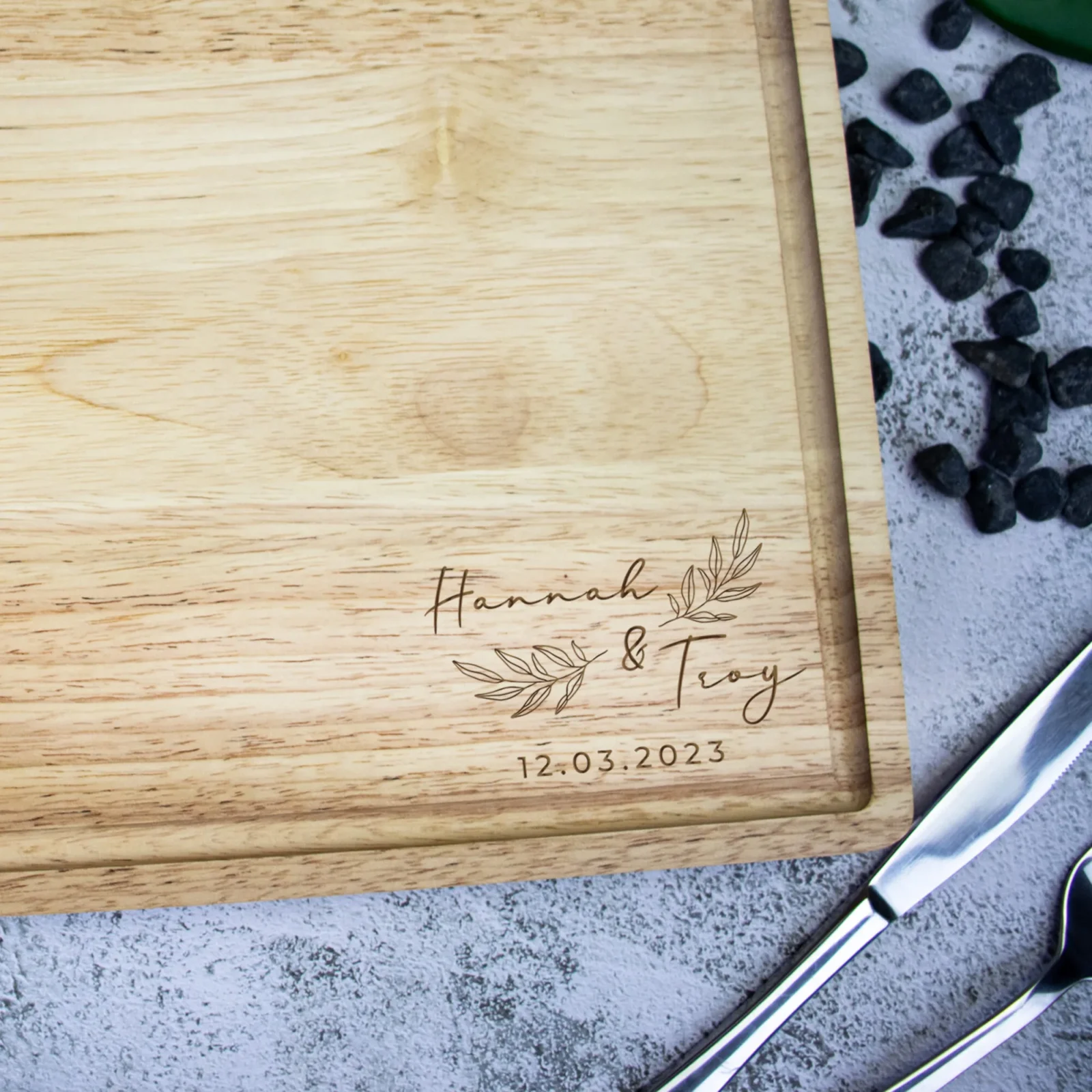 Anniversary personalised butchers block chopping board