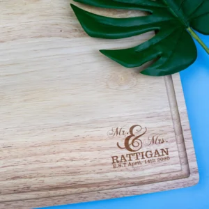 couples personalised butcher block chopping board