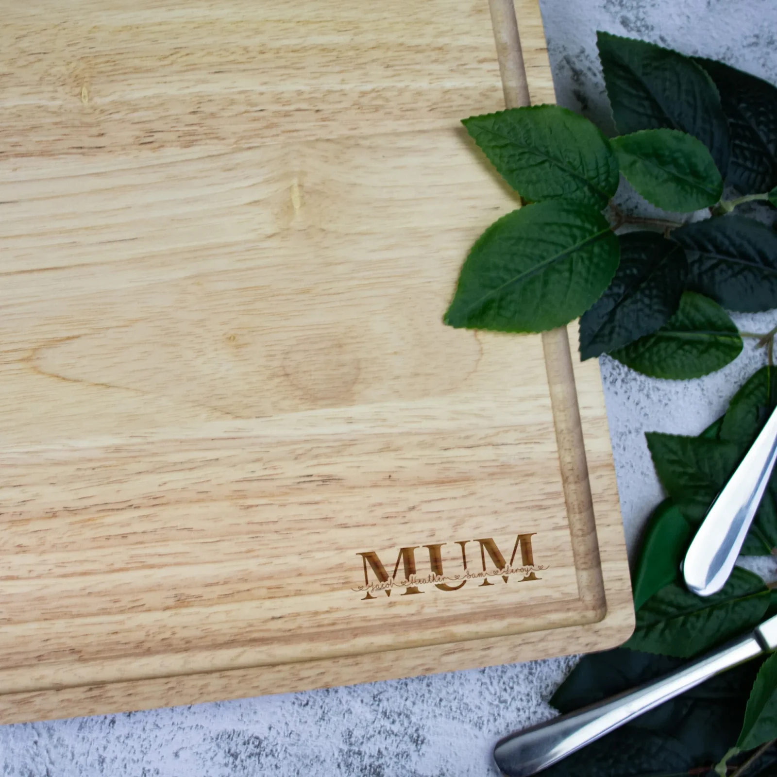 mum personalised butchers block chopping board