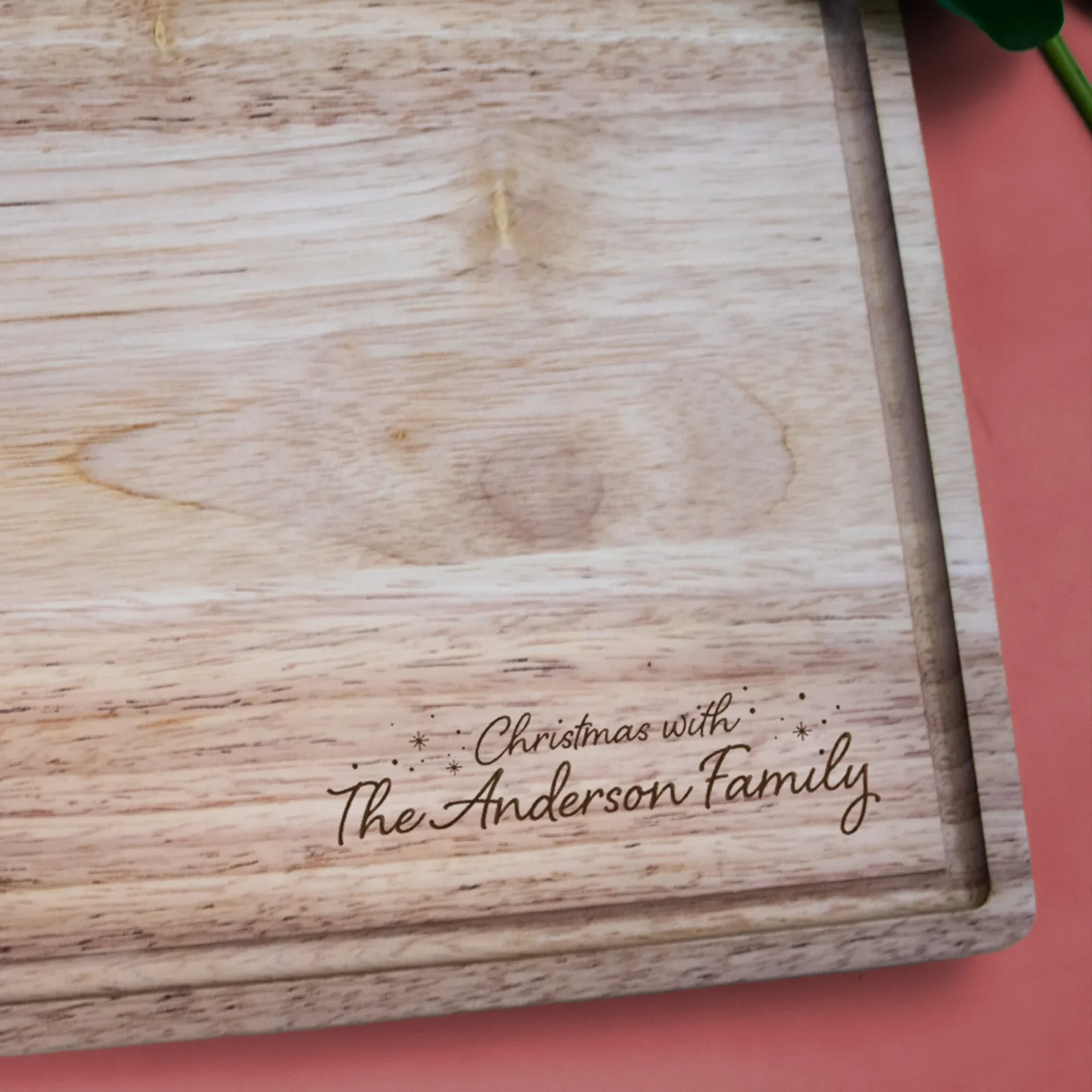 Family Christmas butchers block chopping board