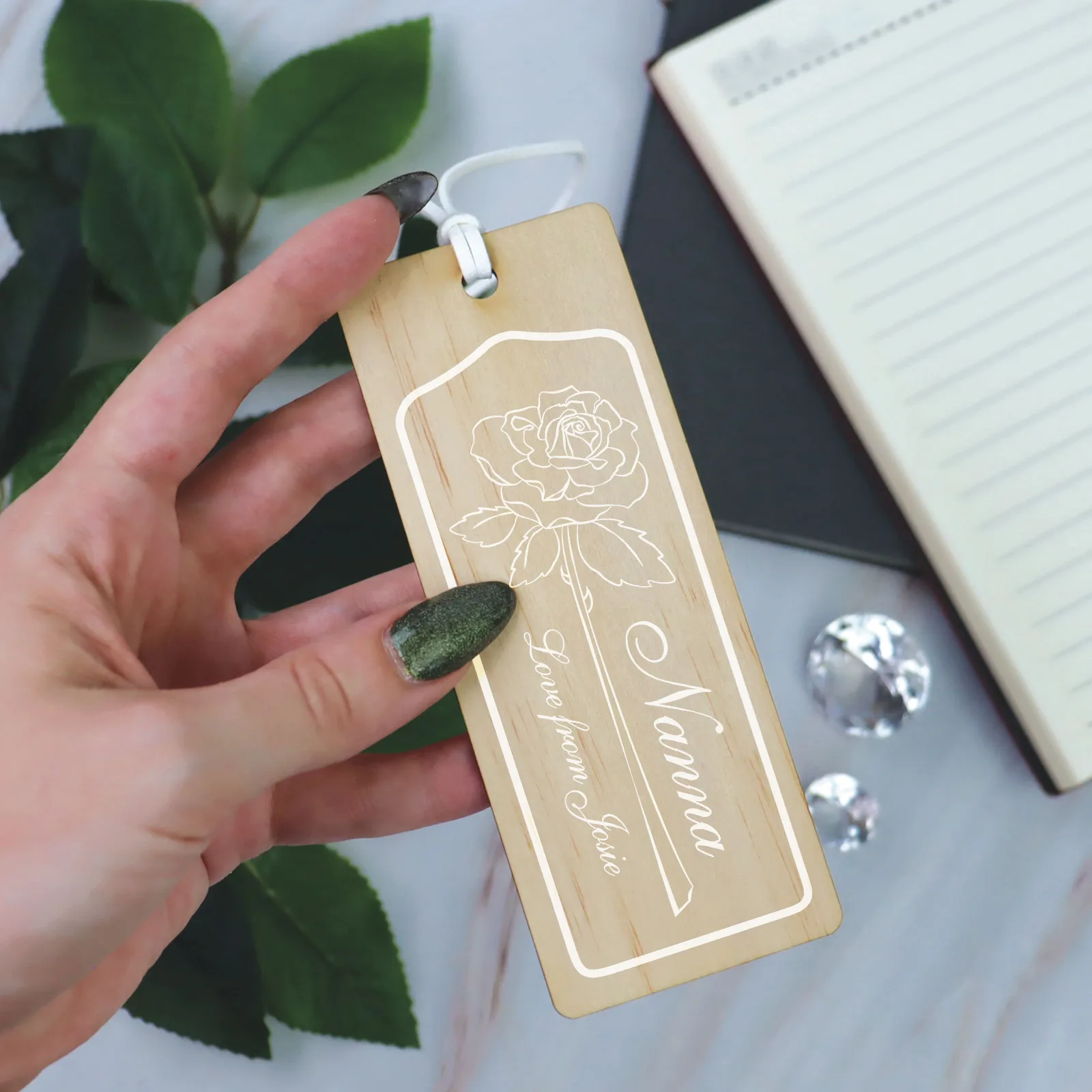 Personalised Rose Bookmark