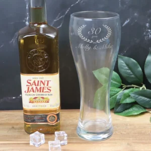 Wreath Wedding Date Lager Glass