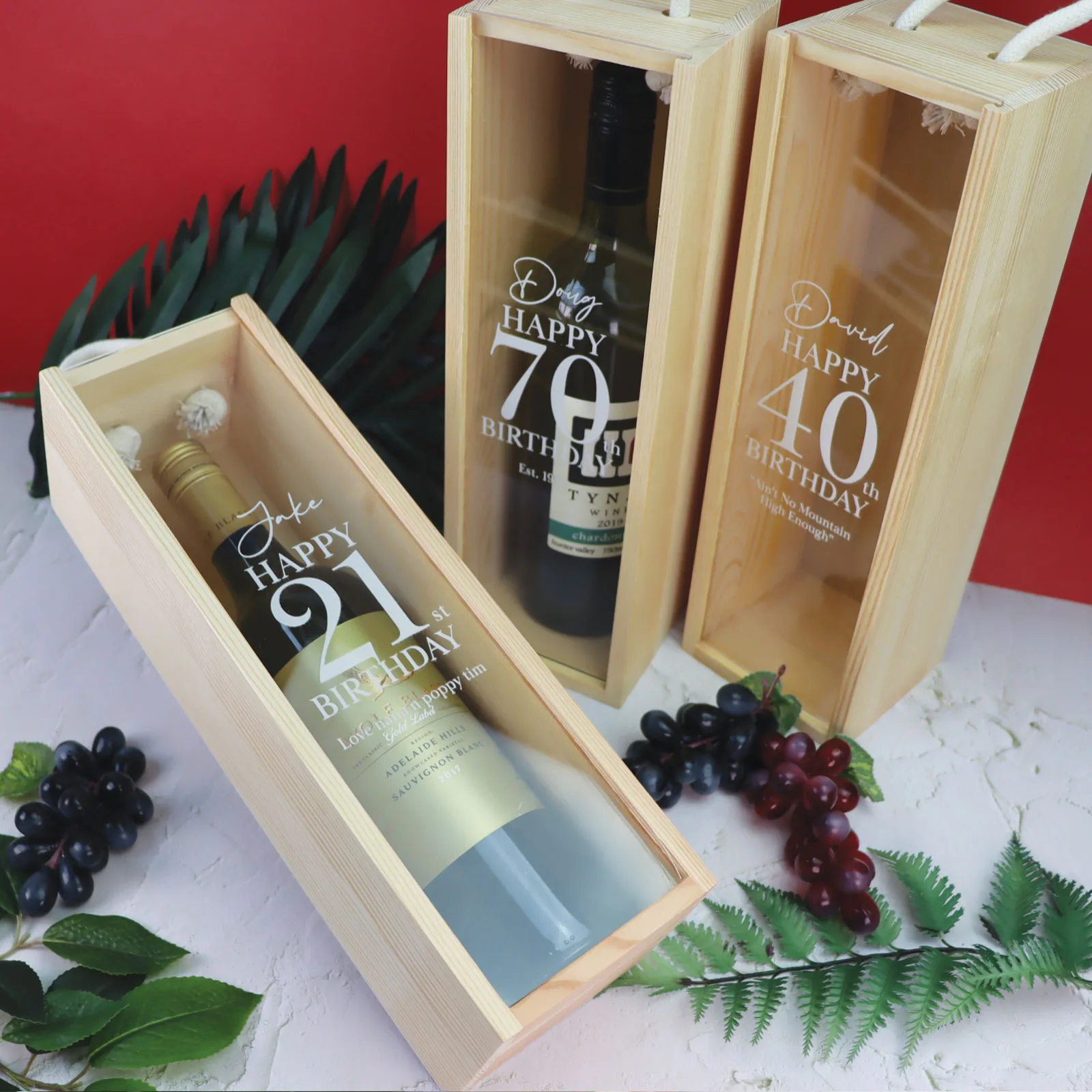 Birthday Printed Wooden Wine and Champagne Box