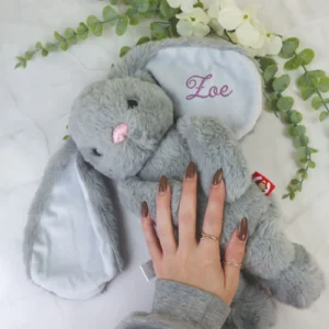 Personalised bunny cubbie with embroidered earpersonalised bunny cubbie with embroidered ear