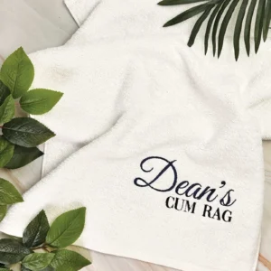 Embroidered Cum or Couchie Rag with Personalised Name