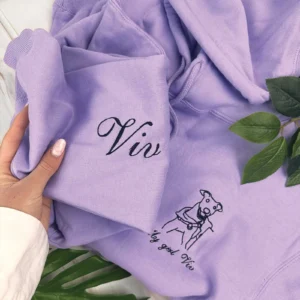 Embroidered Pet Hoodie Lavender