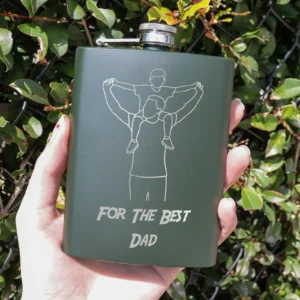 Personalised outline engraved hip flask