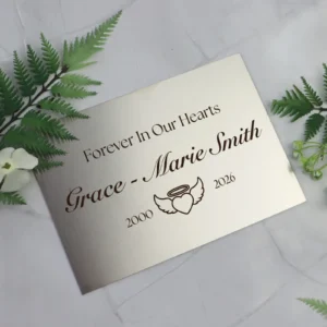 Stainless steel engraved memorial plaque