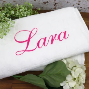 White Embroidered Bath Towel