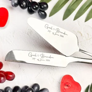 Cake Knife and Server Set with Engraved Personalised Message