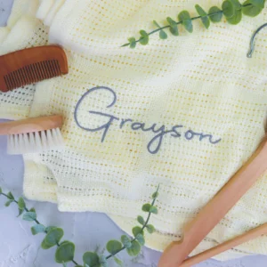 Knitted Baby Blanket Embroidered with Name