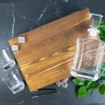 Photo Engraved Modern Whiskey Decanter Set in Outline Design