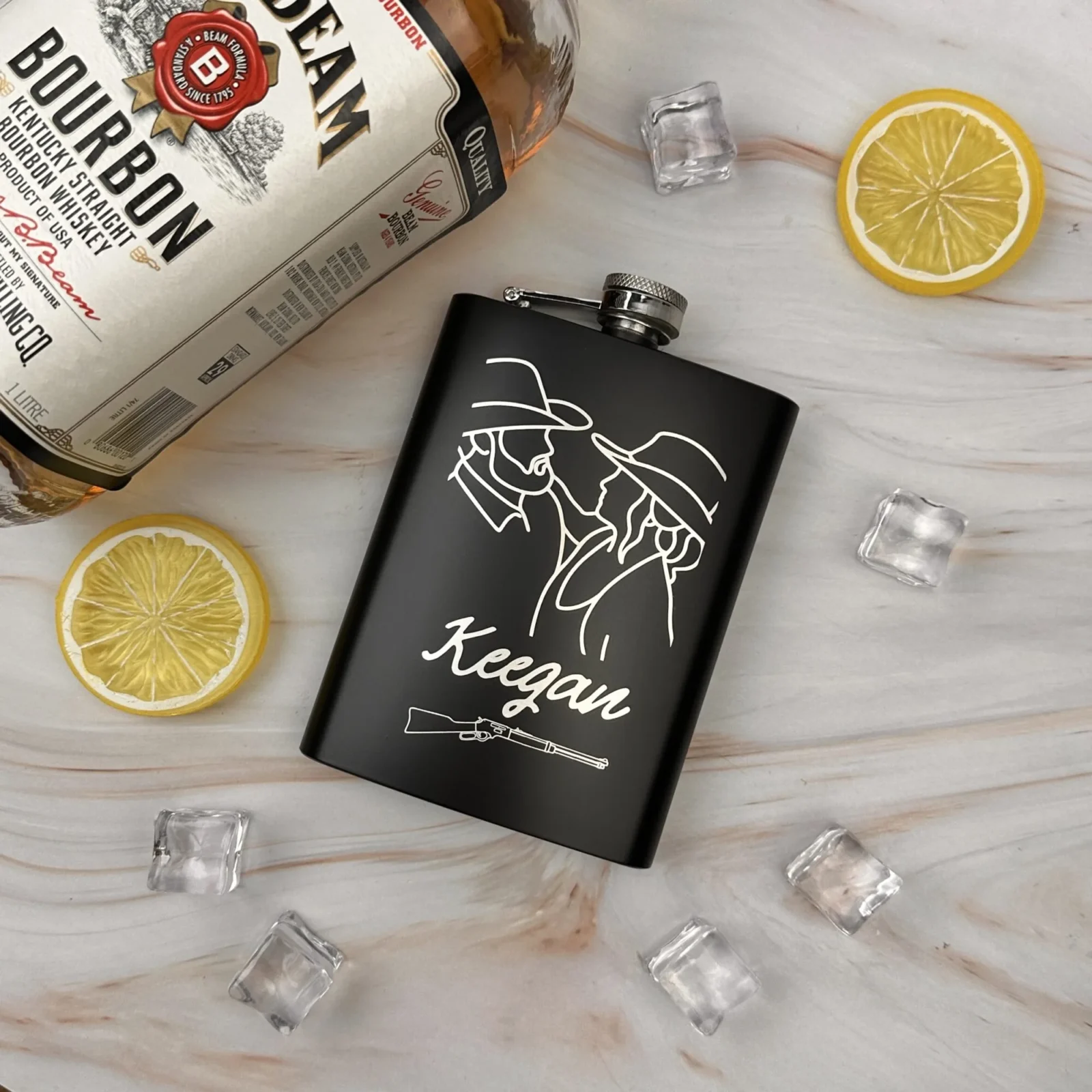 Personalised Outline Engraved Hip Flask