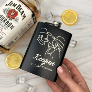 Personalised Outline Engraved Hip Flask