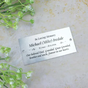 Stainless steel engraved memorial plaque