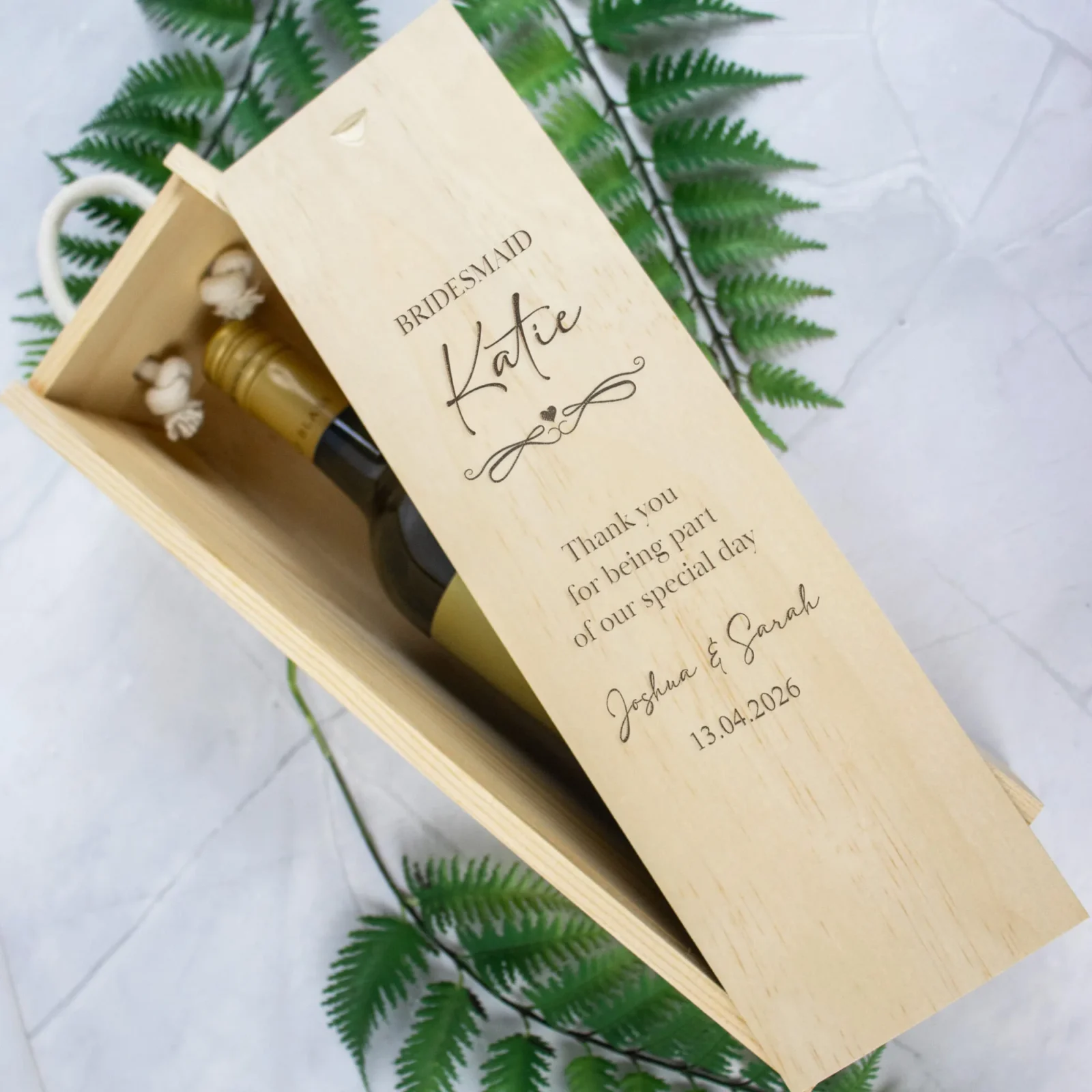 Engraved Wooden Wine Box