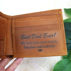 Best Dad Ever Coffee Genuine Leather Wallet