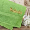 Lime green embroidered bath towel 1 Lime green embroidered bath towel