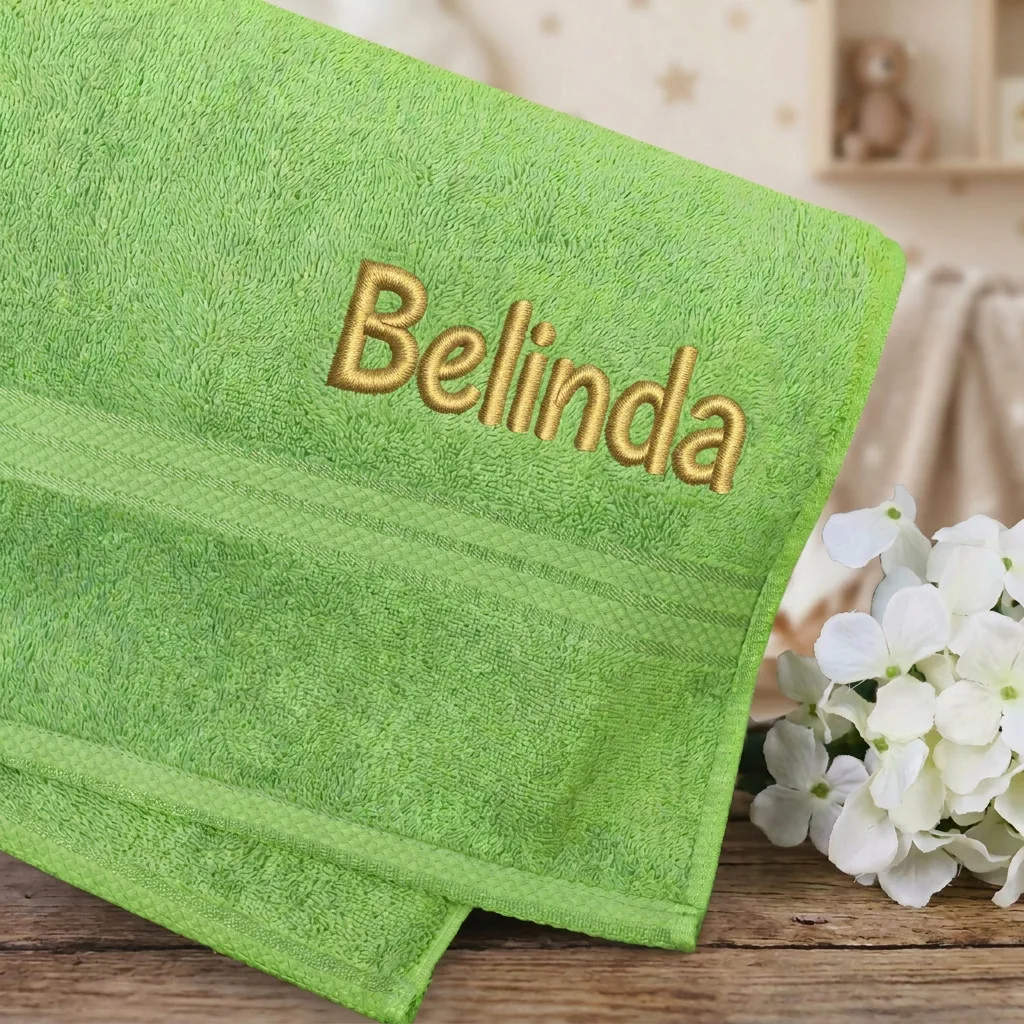 Lime Green Embroidered Bath Towel