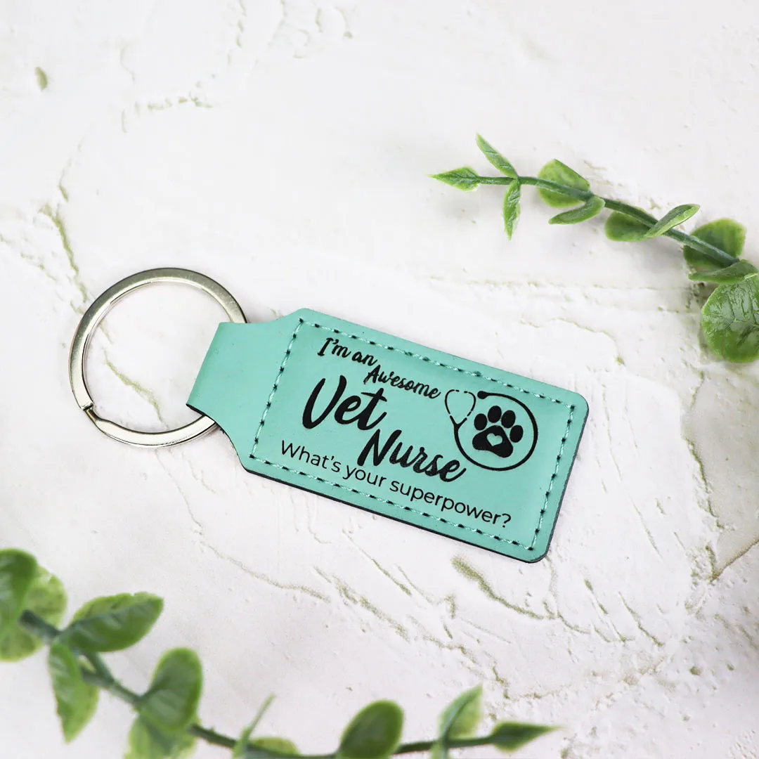 Vet Nurse Personalised Vegan Leather Keychain