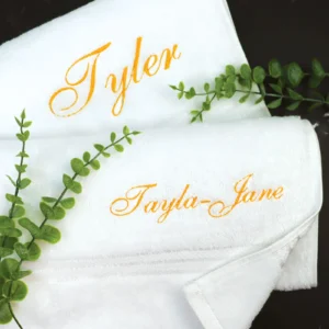 White Poly Blend Embroidered Bath Sheet with Custom Text