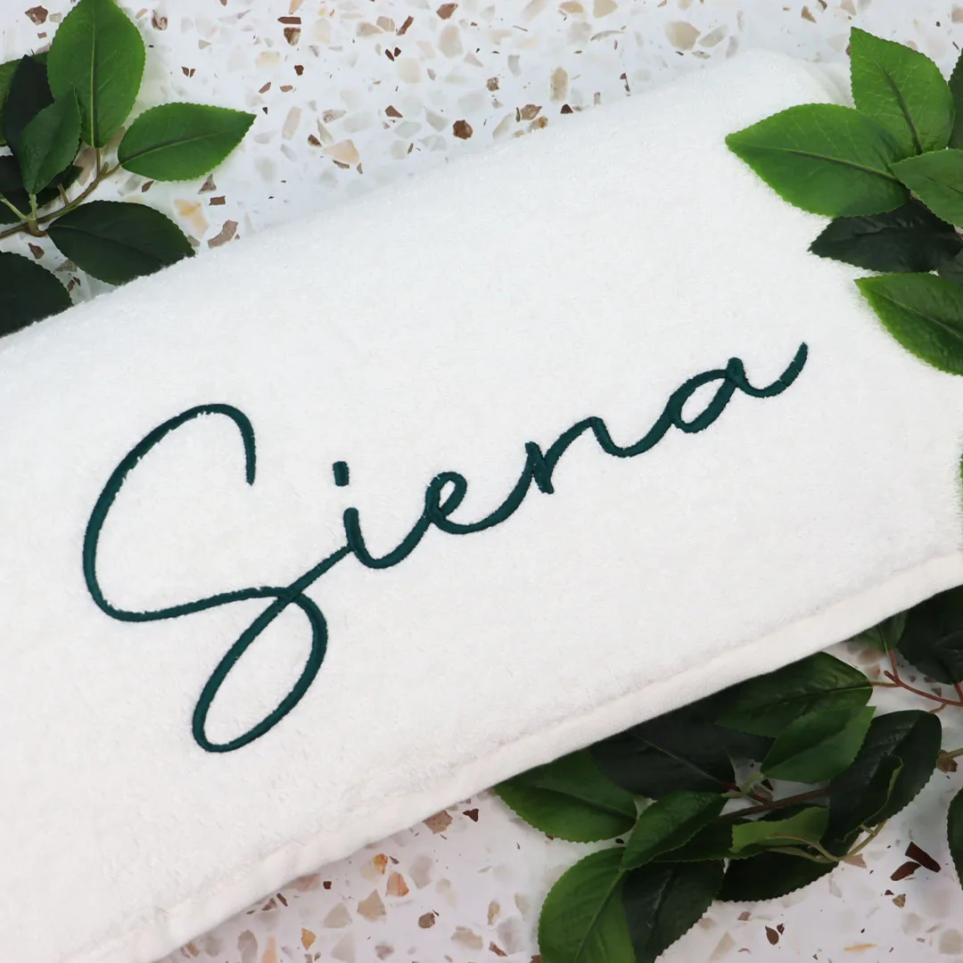 White Embroidered Bath Towel