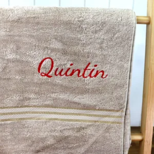 Coffee Embroidered Bath Towel