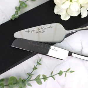 Cake Knife and Server Set with Engraved Personalised Message