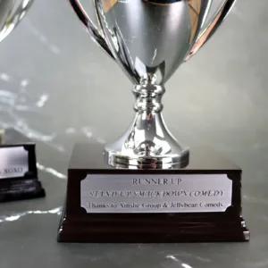 Trophy Cups with Wooden Base and Plaque