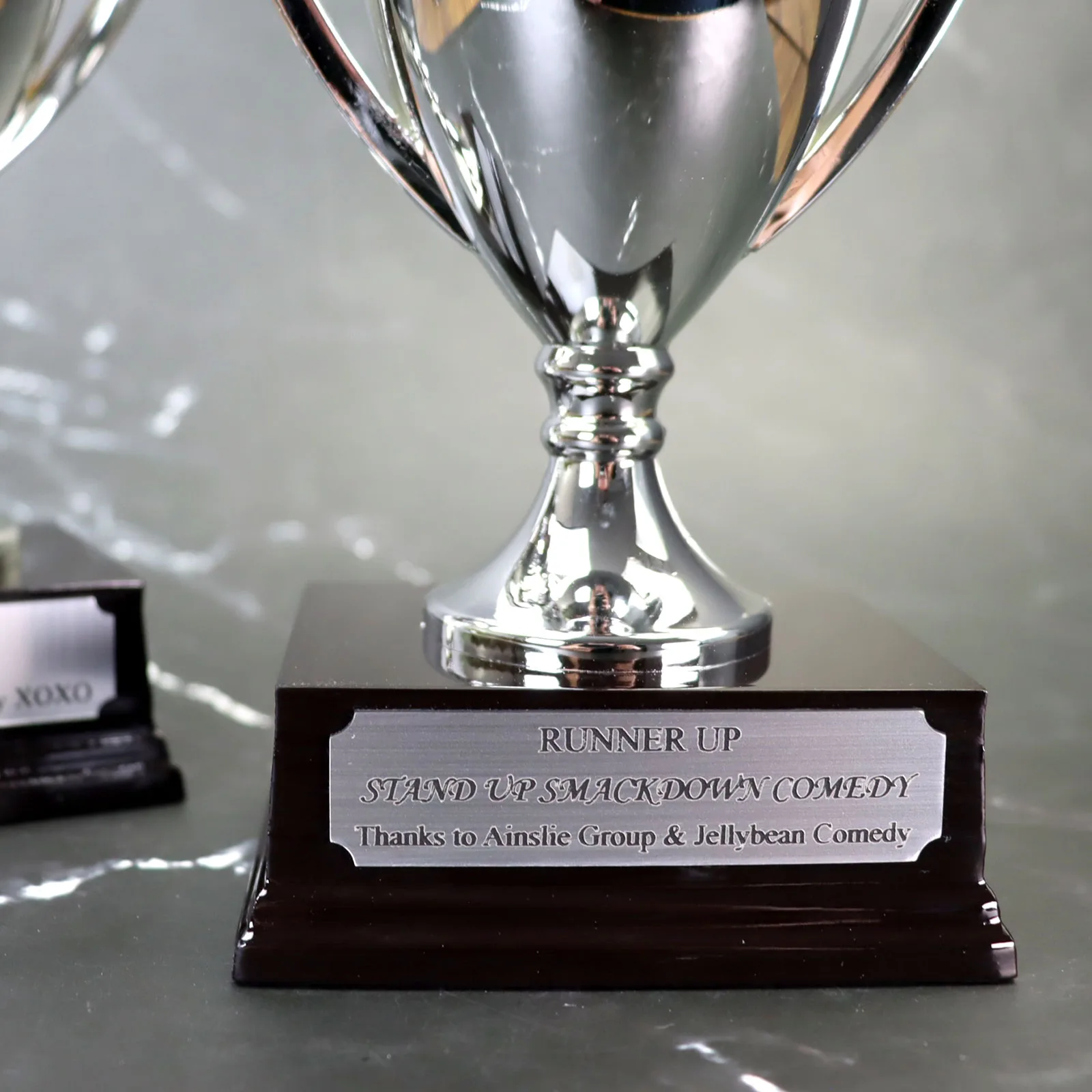 Trophy Cups with Wooden Base and Plaque
