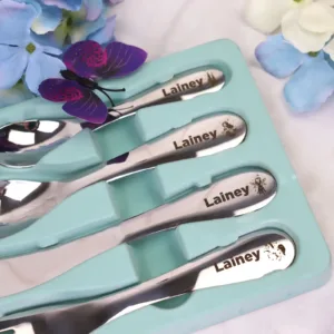 Personalised kids cutlery set engraved name & design theme